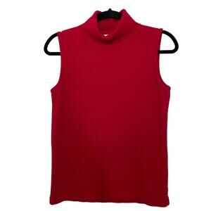 Christopher & Banks Tank Top Cowl Neck Sleeveless Knitted Pullover Red M